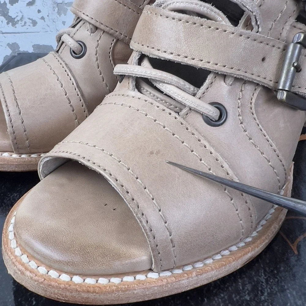 Freebird Braeden Blush Gladiator Sandal Boots Sz 9 Strappy Chunky Peep Toe Brown - Picture 15 of 16